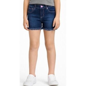 Eye Candy Shorts Denim Pink/White Stitched Pockets Adjustable Waist Girls Sz 10